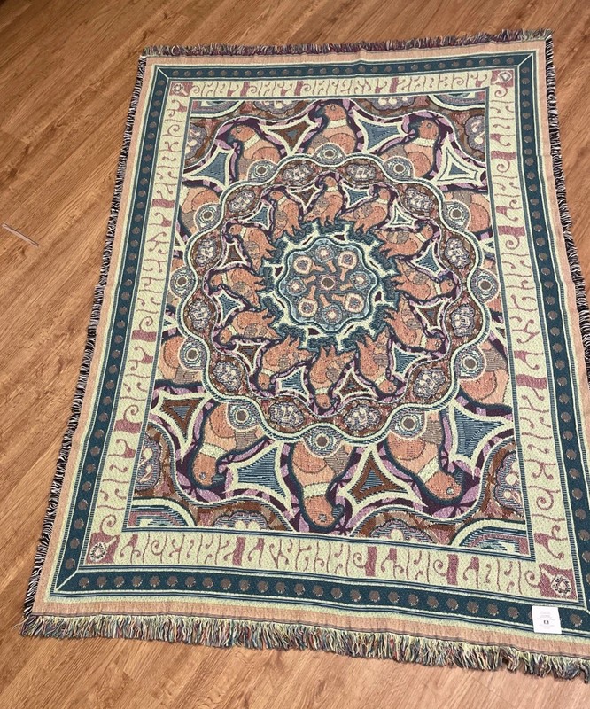 Tapestry Blanket Throw 49”x70” Bird Pattern Vibrant Colors Made In USA gallery