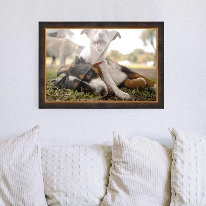 5x20 In Rustic Brown with Gold Real Wood Picture Frame Width 1.25 inches | Inter gallery