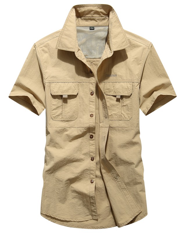 Mens Military Short Sleeve Shirt Double Pockets Summer Army Work Shirt All Size. gallery