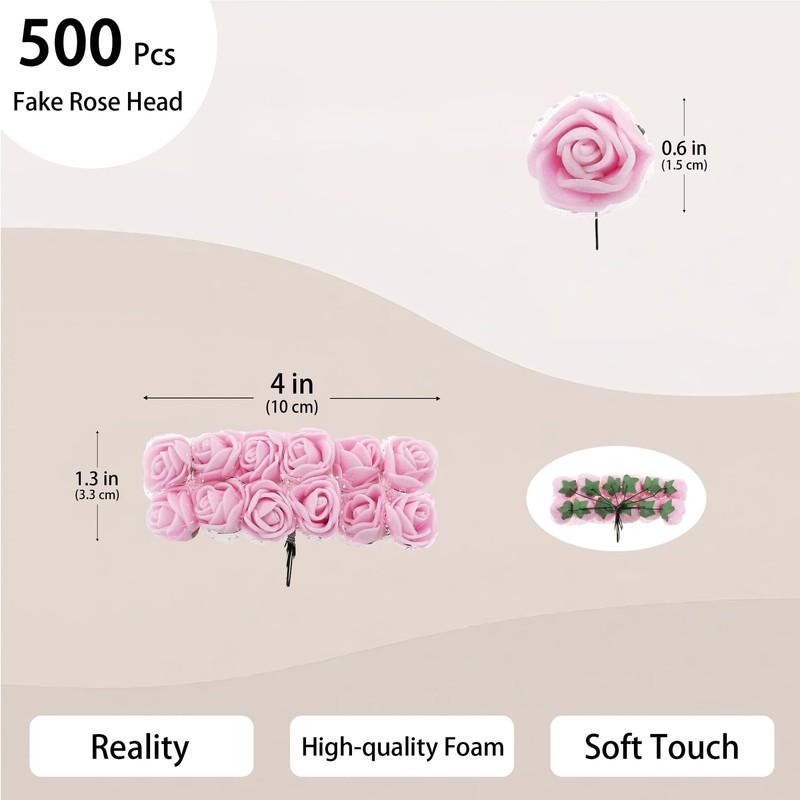 500 Pcs 0.6 Inch Mini Artificial Flowers Head Bulk 5 in 1 Set Faux Foam Fake ... gallery