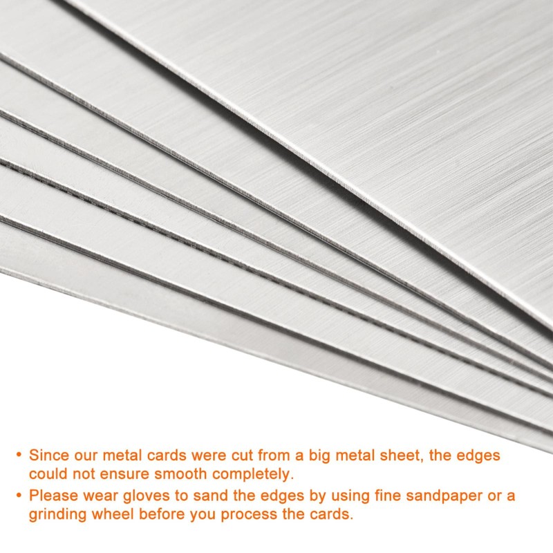 Metal business card 80x40x0.4mm brushed silver plate 10pcs gallery