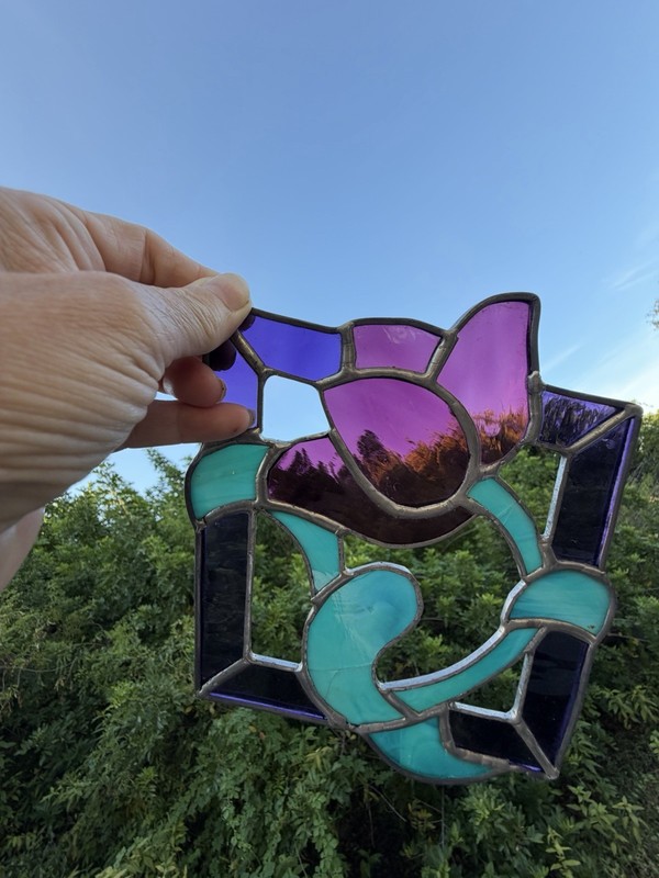 Vintage Stained Glass Metal Suncatcher 10 in Tulip Art Glass gallery