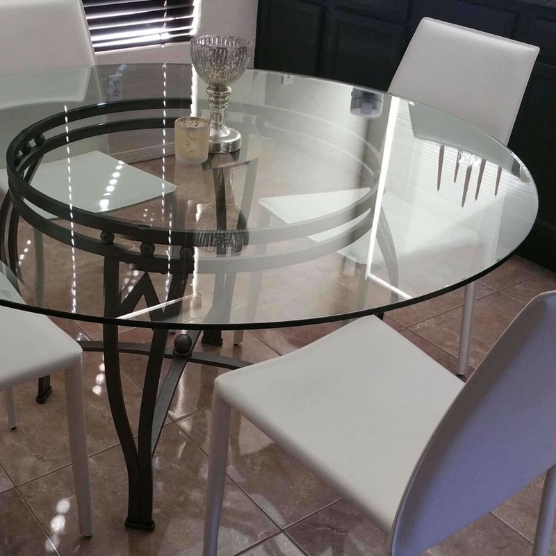 Clear Tempered Glass Table Top 24" Inch 3/8" Inch Thick w/ Pencil Polished Edge gallery