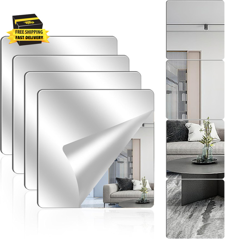 Acrylic Wall Mirrors Full Length,8 X 8 Inch Self Adhesive Frameless Small Mirror