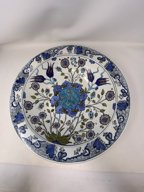 Iznik Design 2010 Signed Ottoman Style Turkish Ceramic Wall Hanging Bowl Inv#23 gallery