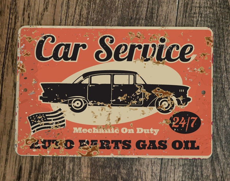 Car Service Auto Parts Gas Oil 8×12 Metal Wall Sign Garage Poster