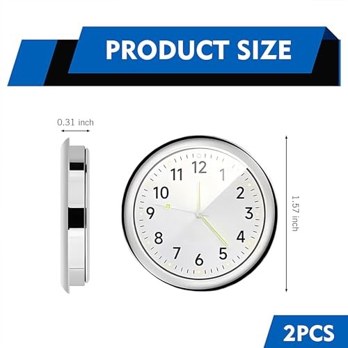 2 Pack Mini Car Clocks, 1.57 Inch Luminous Analog Dashboard Clock 2 PCS White gallery