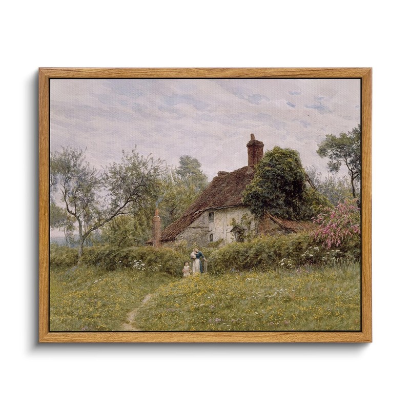 Canvas Wall Art Cottage Landscape Print Farmhouse Home Decor Framed 9x11in