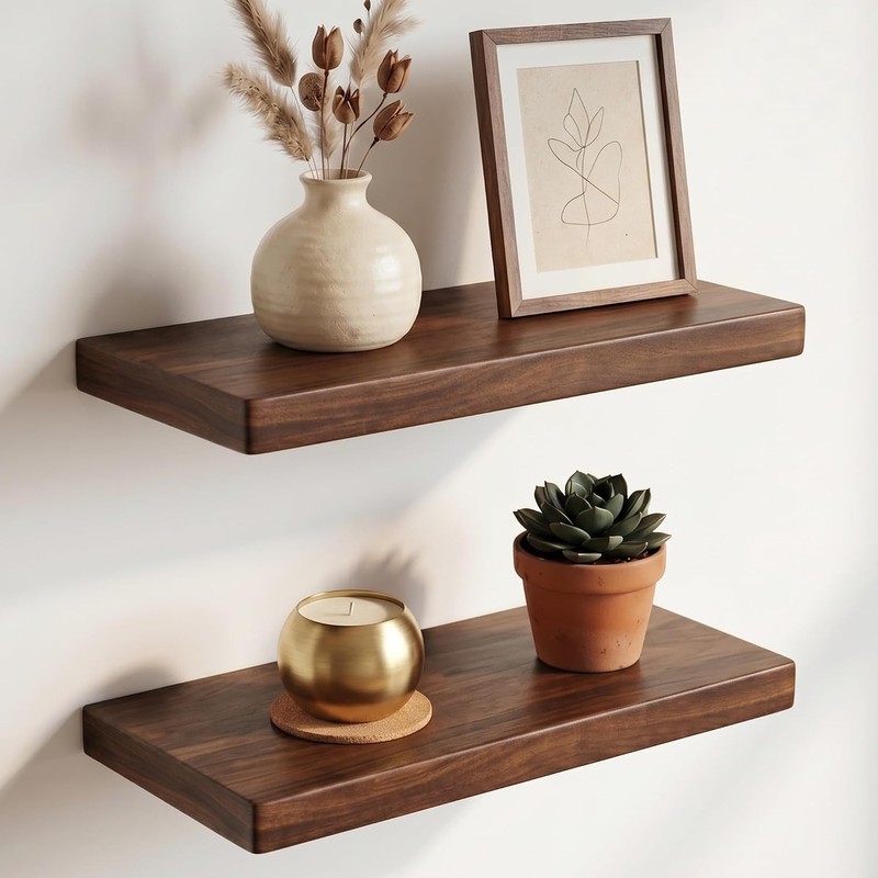 18 Inch Floating Shelves, Solid Wood Wall Shelves, 8 Inch Deep Floating Shelf –