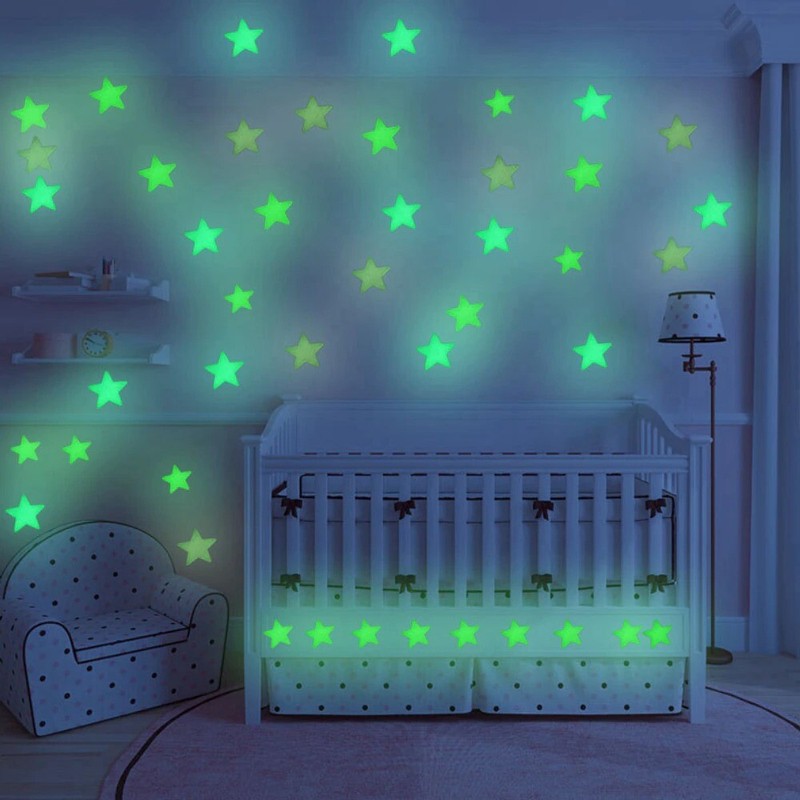 Wall,Dark,Glow,Luminous,Stars,Stickers,3d,Kids,Bedroom,Decor,Fluorescent