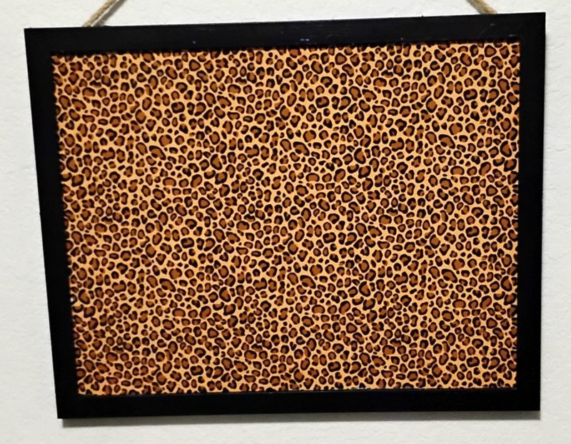 Leopard Print - Fabric Covered - Black Frame - 12" x 15" - CORK Bulletin Board gallery