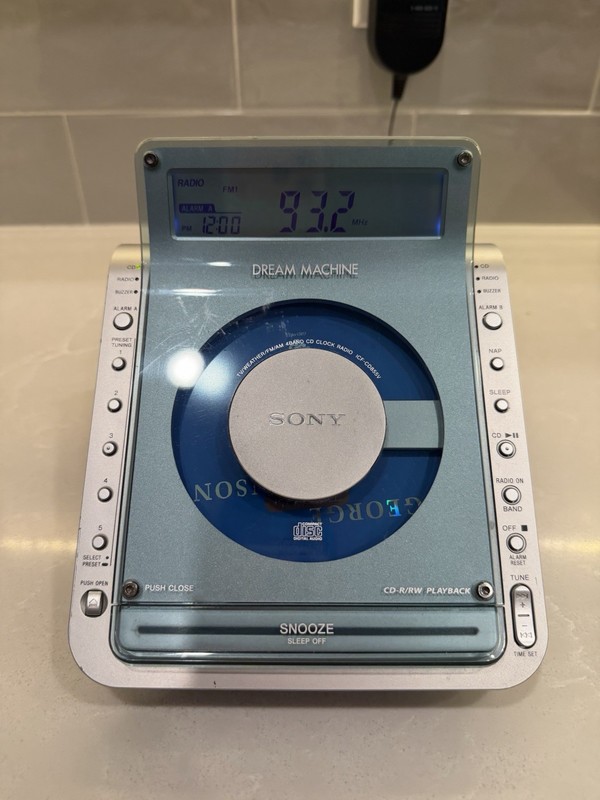 Sony Dream Machine ICF-CD855V Clock Radio CD Player Blue/Silver TESTED WORKS Y2K
