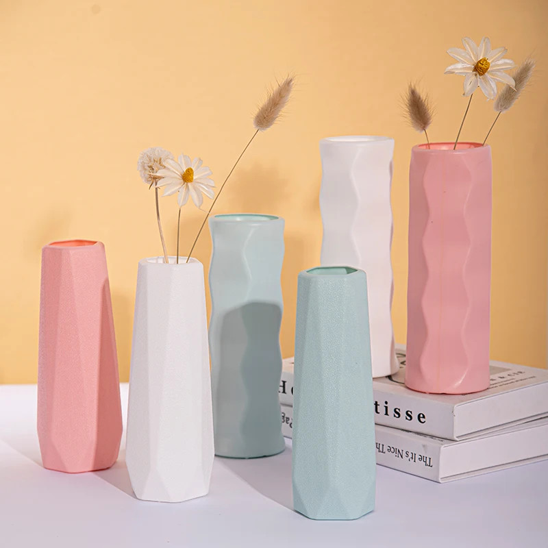 Nordic Vases Pure White Plastic Vases Imitation Ceramic Flower Vases Desktop Flo gallery
