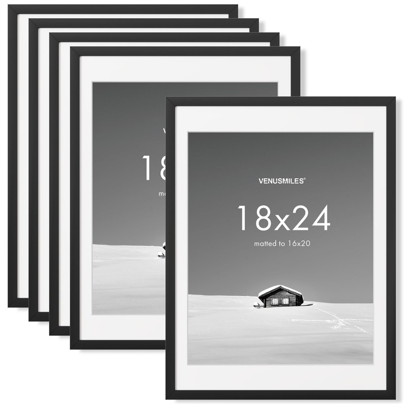 18×24 inch Picture Frame, 18×24 Photo Frames with 16×20 Removable Mat – High …