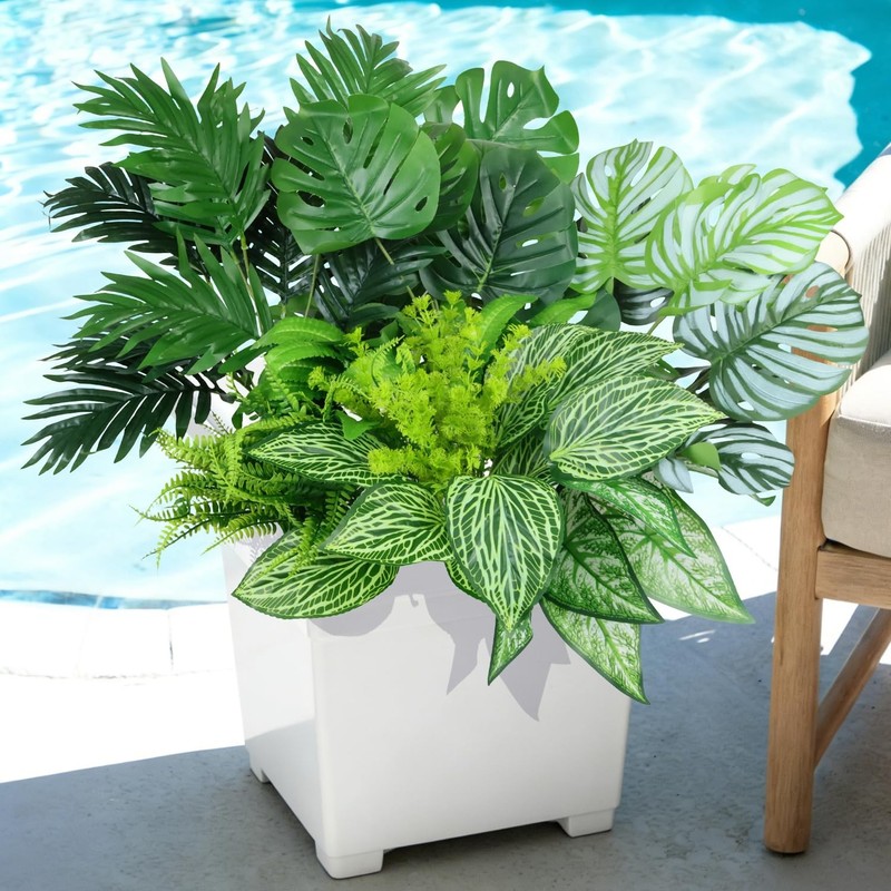 Large Artificial Greenery Plants Outdoor UV Resistant - 10 Bundles 24.8" Tall... gallery