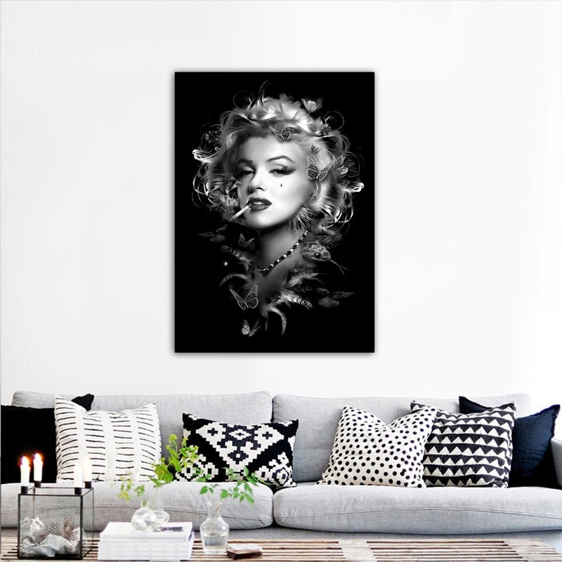 Famous Wall Decor, Smoking Woman Art, Marilyn Smoking,Monroe Canvas Print Art,