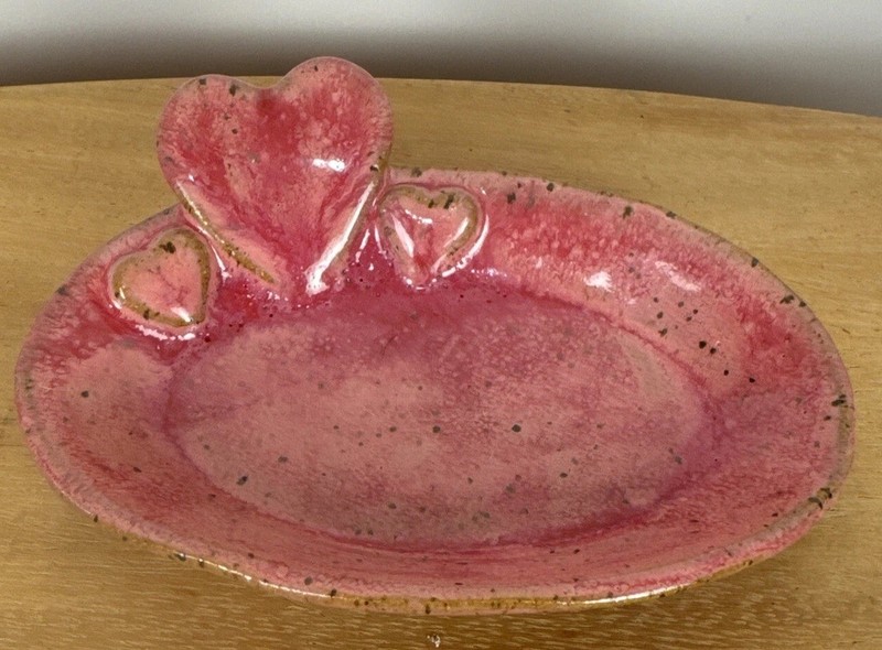 Valentines Handmade Pottery Heart Trinket Dish jewelry Soap KiR Bend, OR