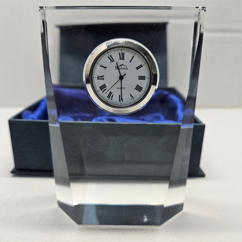 Badash Crystal Clock 4 1/4" x 3" New Battery gallery