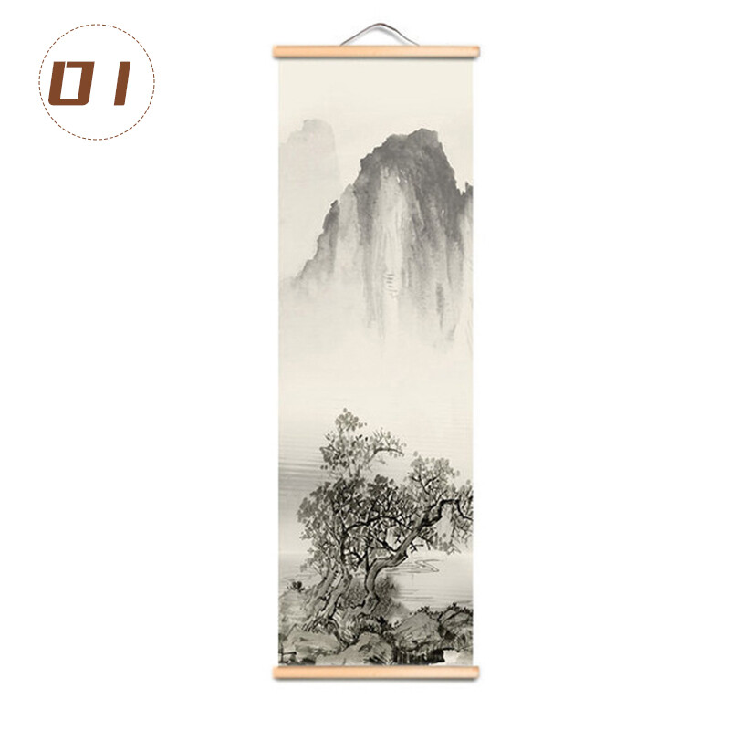 Retro Chinese Fabric Art Hanging Painting Living Tea Room Background Wall Print