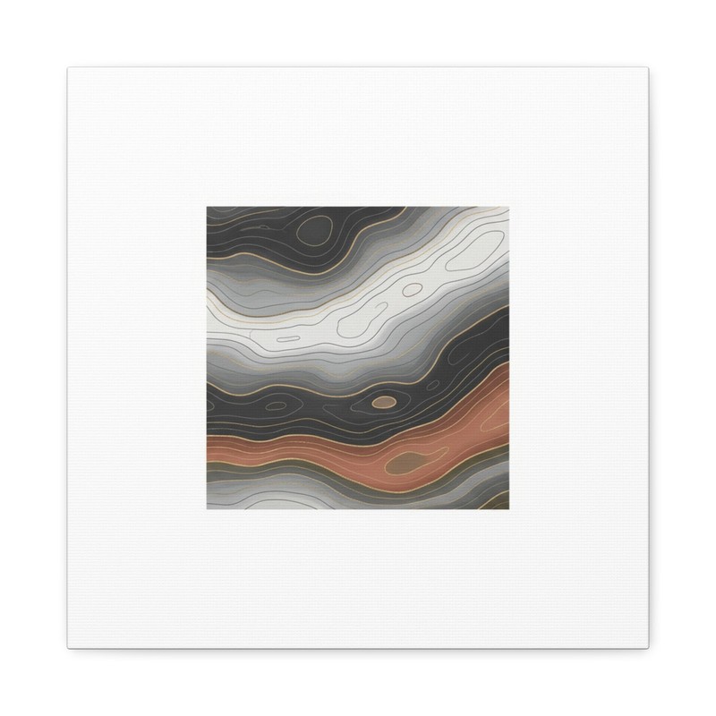 Minimal Topographic Canvas Print — Grayscale Contour Landscape