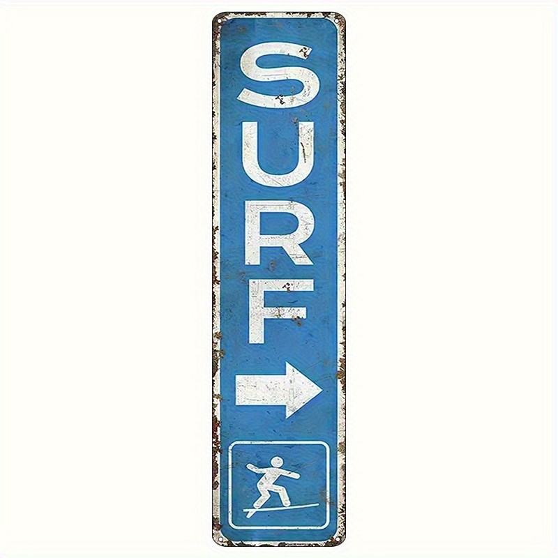 Surf Blue Vintage Metal Sign Retro Beach Surfing Wall Art Hanging Decoration gallery
