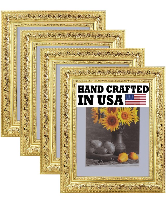 4-Pack Custom Picture Poster Frame 3-1/2″ B Gold Ornate 16×20 24×36 3348-A-G076
