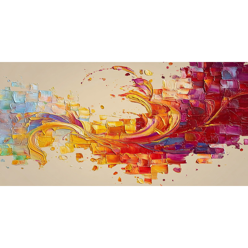 Green Yellow Hand Painted Oil Painting on Canvas Abstract Home Decor 24*47in