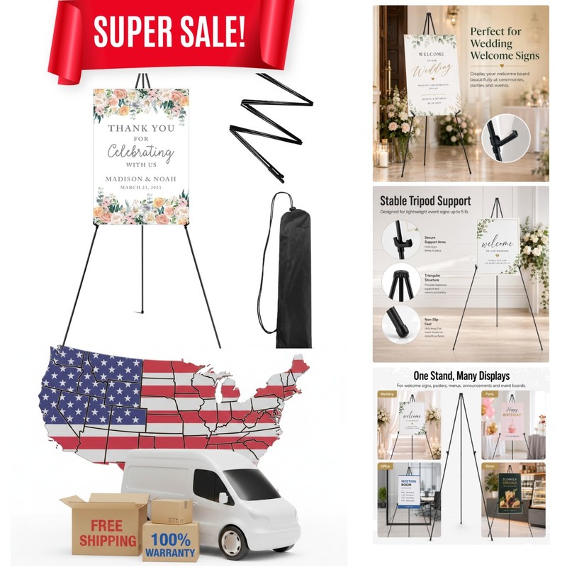 Sturdy Adjustable Easel for 5 lbs Signs – Perfect for Weddings and Presentations