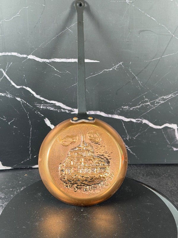 Vtg Cuivre Veritable Copper Pan Wall Hanging Mt. S’ Michael Brass Handle
