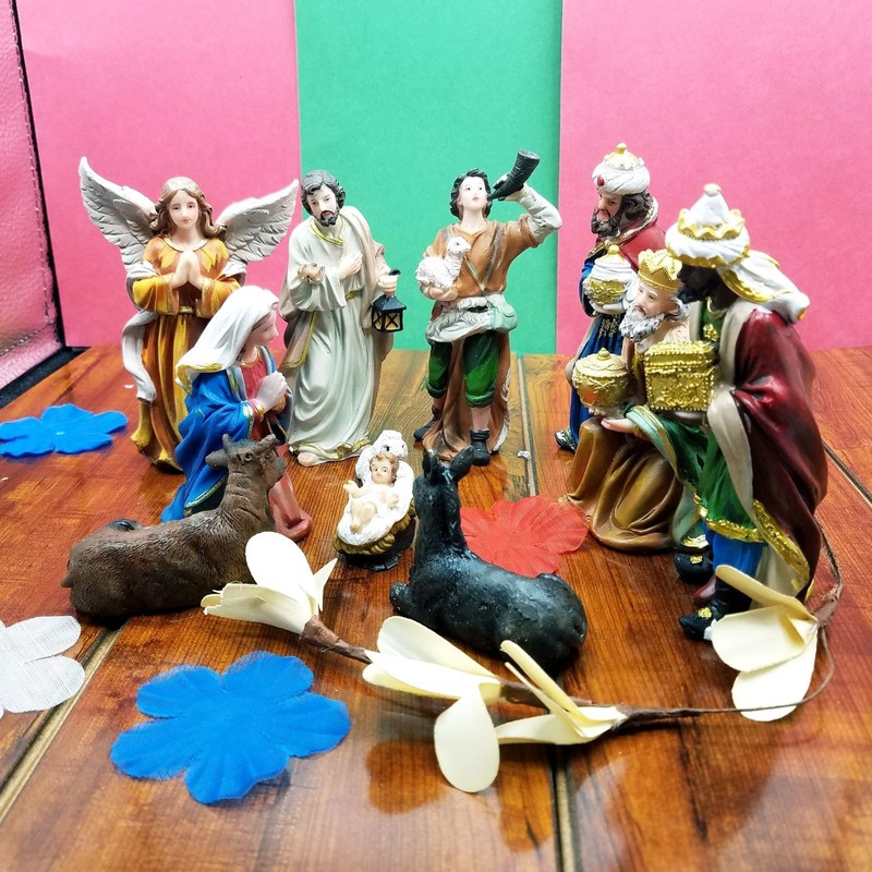 Christmas Nativity Scene Set Figures Polyresin Figurines Baby Jesus 11PCS SET
