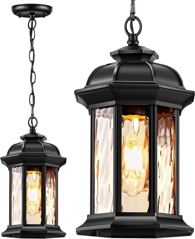 Outdoor Pendant Lights for Porch, Black Pendant Light Fixtures with Adjustabl…