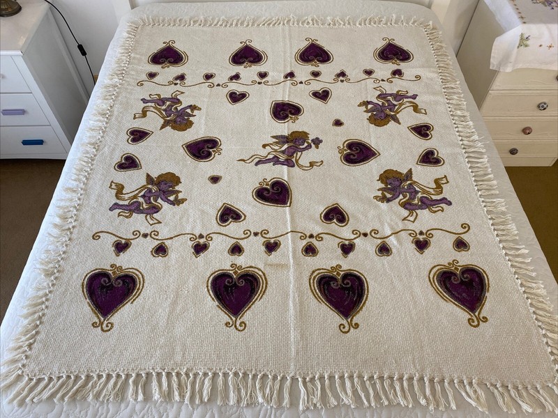 Linens N Things Cherub Angel Cotton Woven Throw Rug Blanket 160 cm x 135 cm