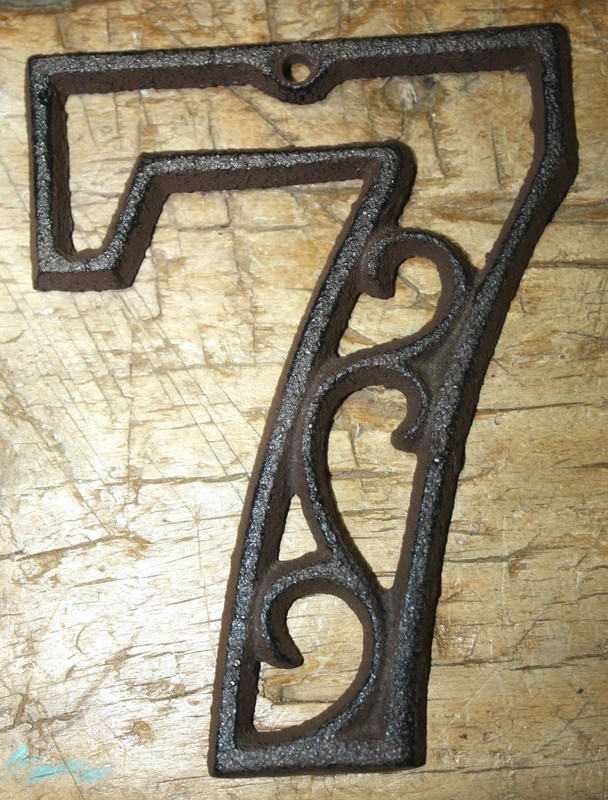 Rustic BROWN Cast Iron Metal House Number Street Address 4 1/2 INCH Phone # 7