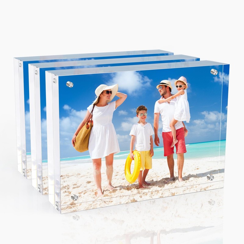 4×6 Inches Acrylic Picture Frames 3 Pack, Double Sided Magnetic Photo Frames,…