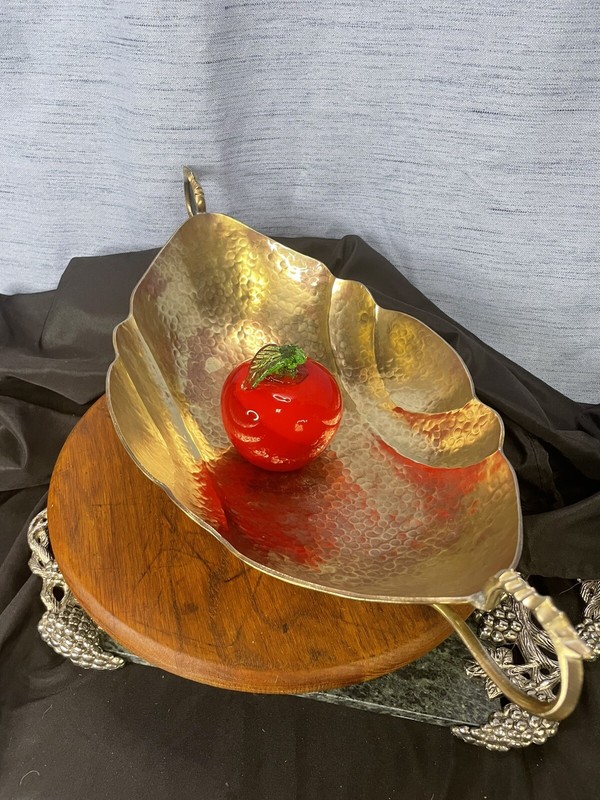 Vintage Brass Centerpiece Bowl Handmade Hand hammered Copper Brass Centerpiece gallery