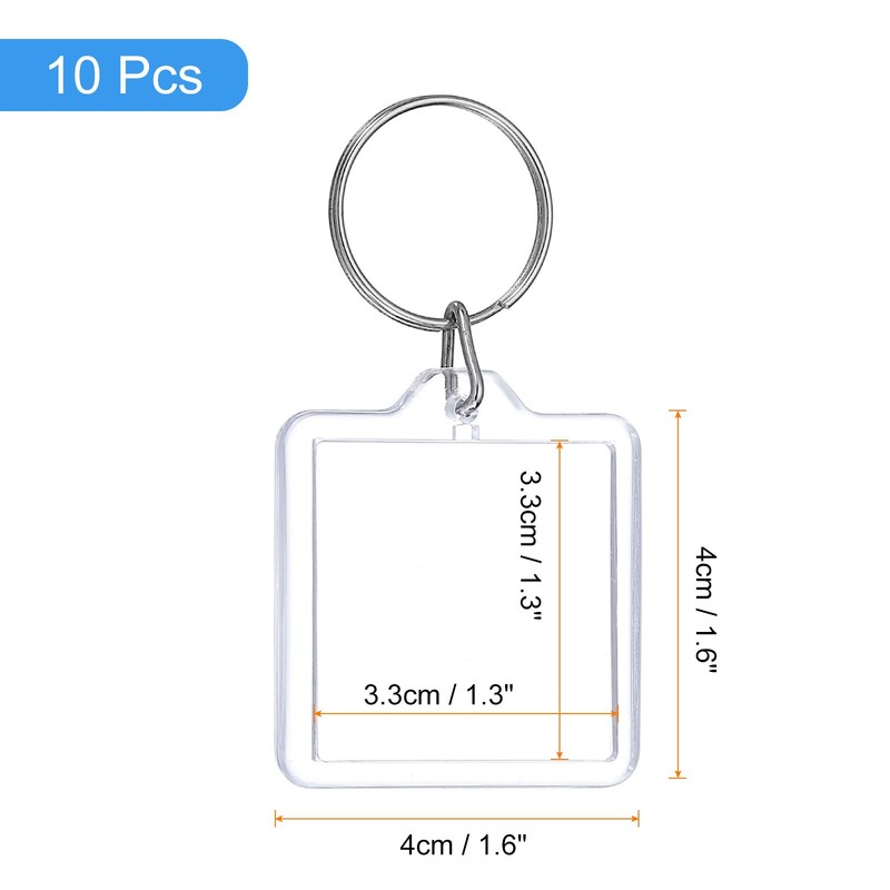 10 Pcs Photo Frame Keyring, 1.6 x 1.6 Inch Square Photo Keychains gallery