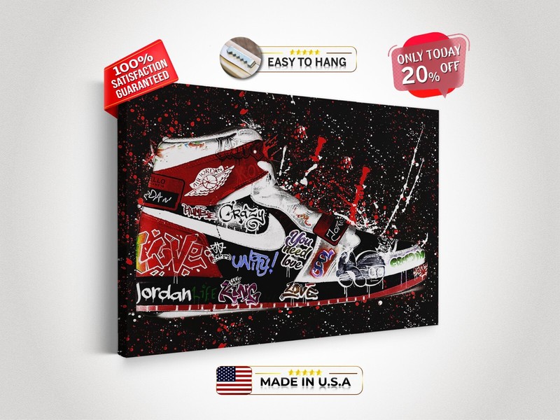 Jordan Shoe Hype Sneaker Canvas Wall Art Abstract Poster Ready to Hang Gift