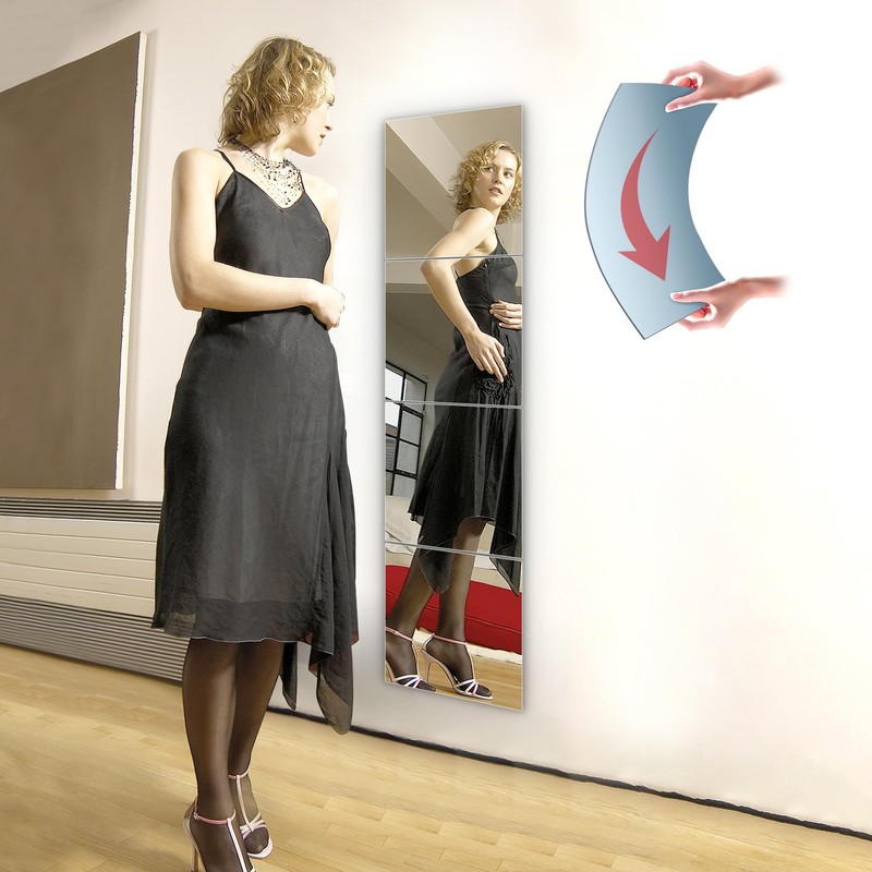 Unbreakable Wall Mirror Full Length 40″L x 10″W, Silver