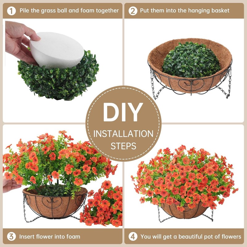Artificial Fake Hanging Plants Flowers Basket Outdoors Summer Autumn Decor, gallery