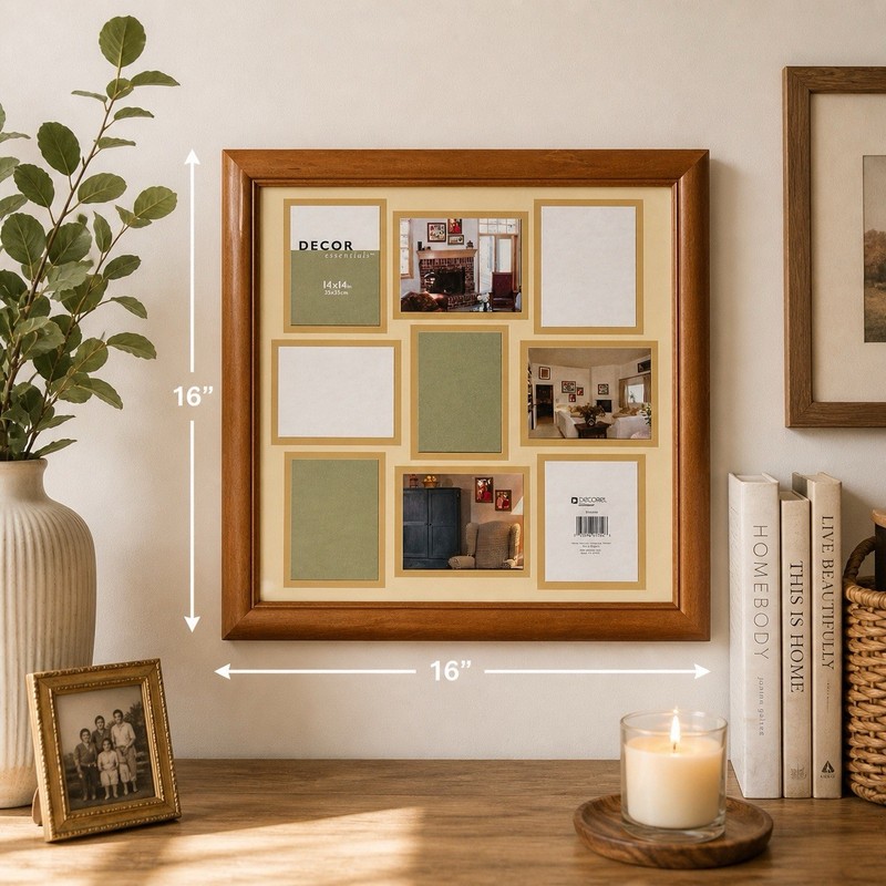 VTG 90’s Collage Photo Frame 16×16 Multi Opening Wood Decor Essentials Farmhouse