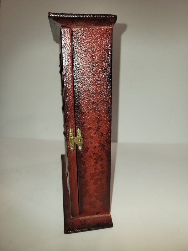 Wood Free Standing Key Holder Storage Box w/ Hooks Shaped Like Books on Bookcase gallery