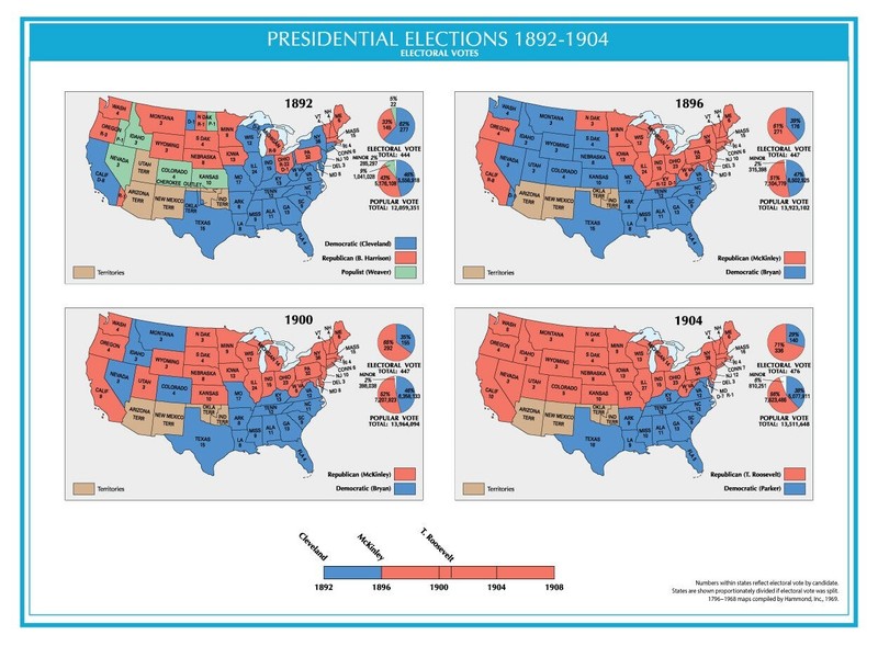 1892-1904 USA Electoral Map GLOSSY POSTER PICTURE PHOTO PRINT BANNER 12140