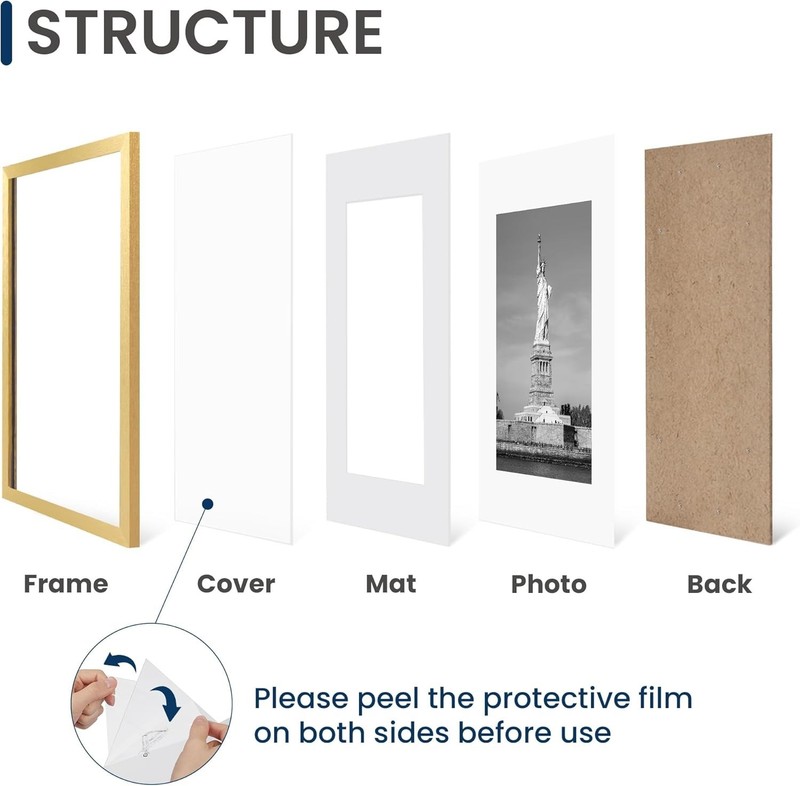 Modern Gold Matted Picture Frames, 18x24 or 16x20 - Perfect for Home Decor gallery