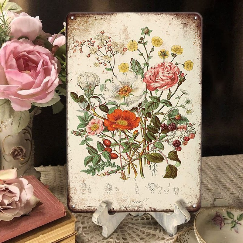 Vintage Flowers Chamomile Decor Tin Sign – French Country Vintage Shabby Chic…