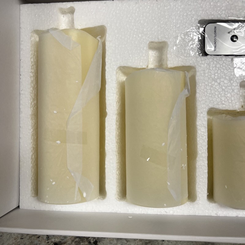 Home Reflections S/3 Flameless Pillars Candles Remote Ivory 8” 6” 4” gallery