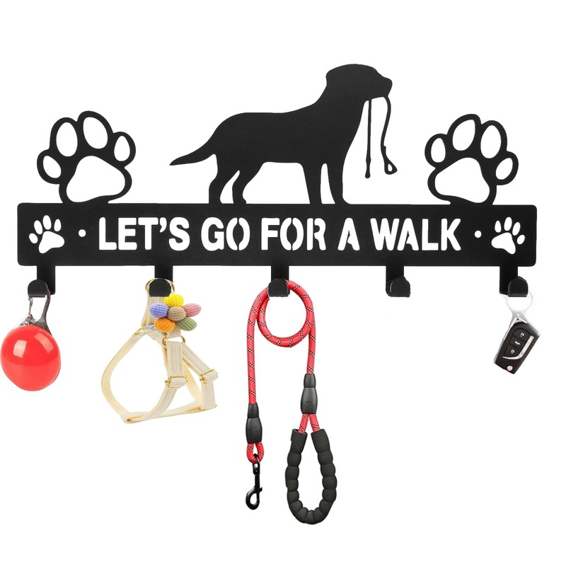 5-Hook Metal Dog Leash Holder, Wall Mount, Key Holder, Accessory, Hanger