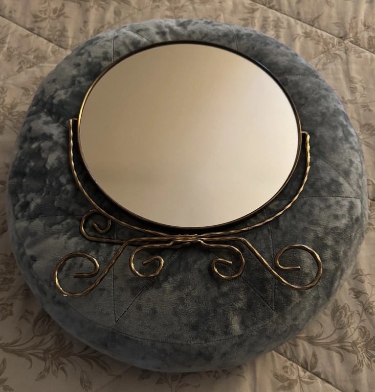 Vintage Vanity Mirror Tabletop Brass Swivel Double Sided Boudoir 8”