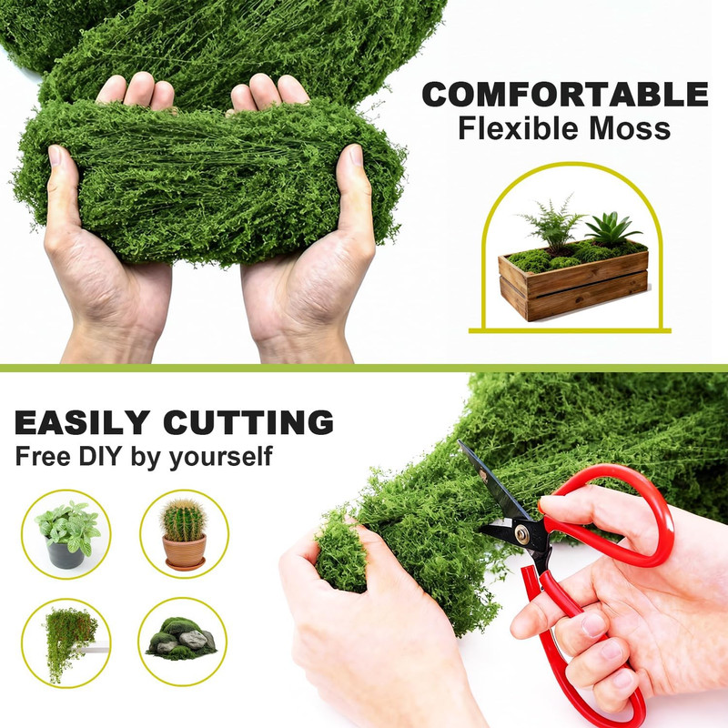 300 Grams Fake Green Moss for Crafts, Decorative Artificial Faux Moss for Plants gallery