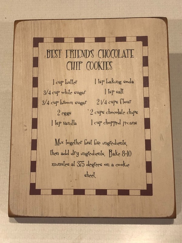 9 1/2″ Tall Wood Wall Sign “Best Friend’s Chocolate Chip Cookies” Hanging Art