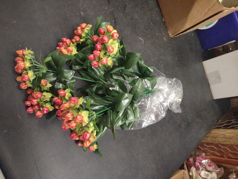 15" Retro Hypericum Berry Bush, Red Rust Brown, Plastic Berries Silk Leaves gallery